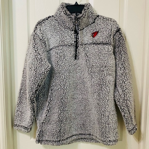 NFL Arizona Cardinals Gray Sherpa Quarter-Zip Cozy Lining Pullover Jacket Size S - Picture 6 of 11